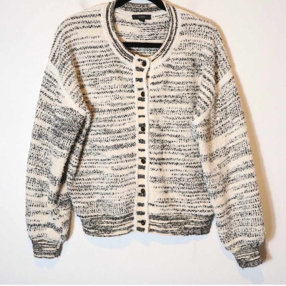 J. Crew Black and White Striped Cardigan